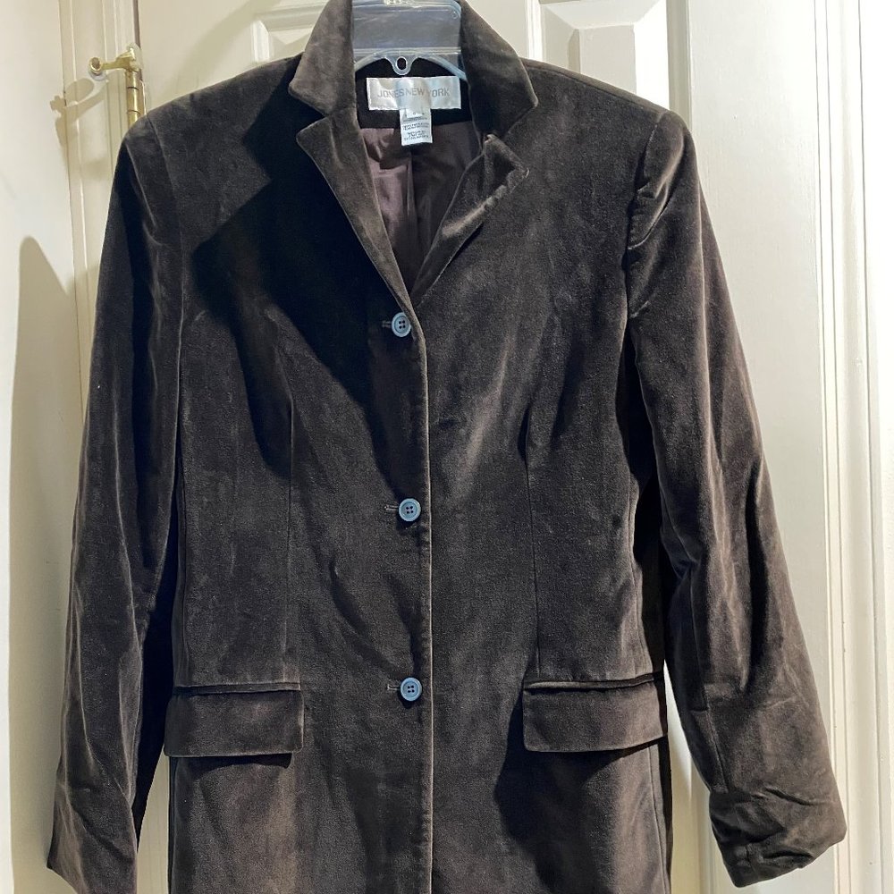 Jones New York Velvet Long Jacket Size 8